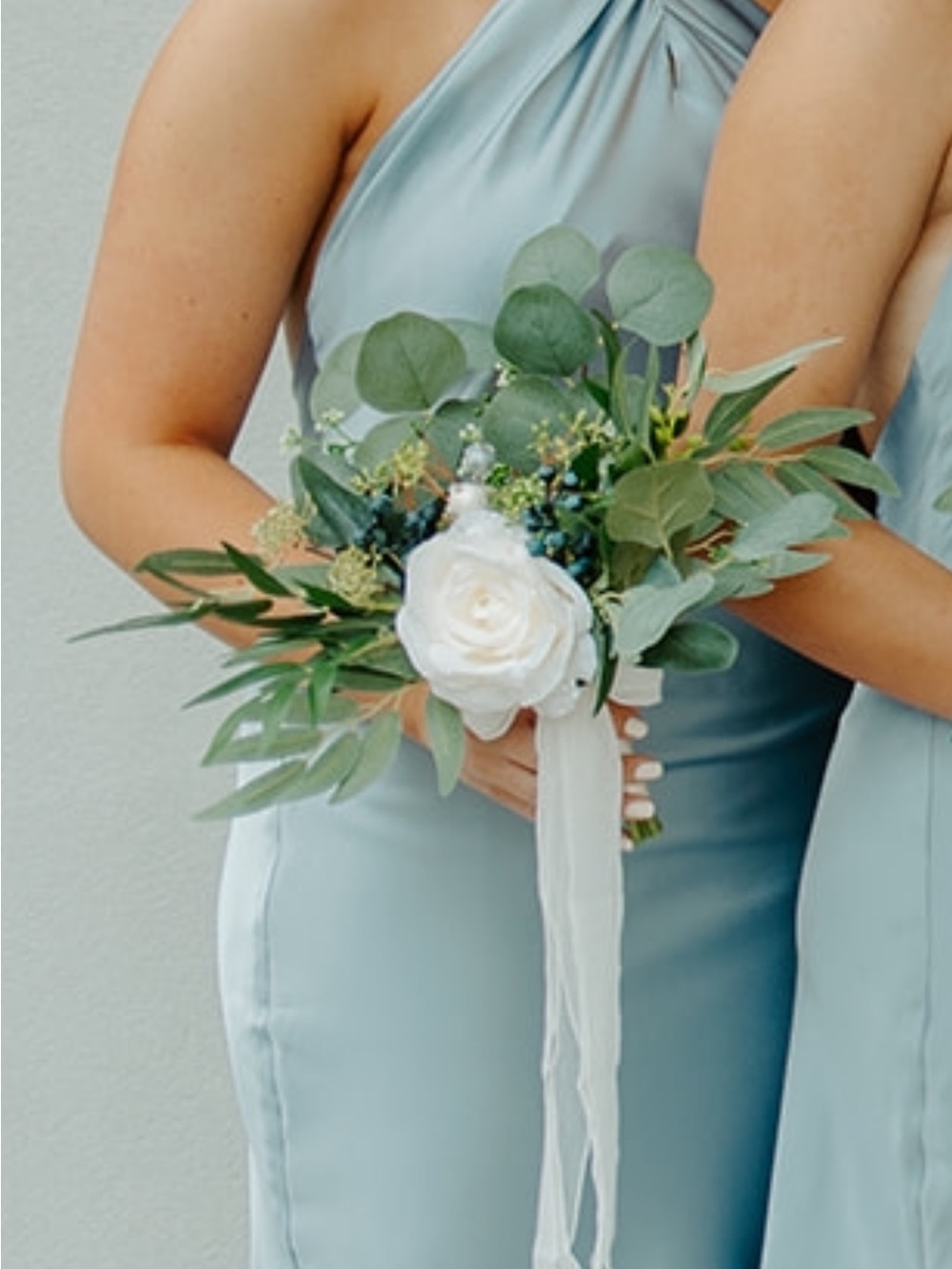 Show Me Your MuMu Steel Blue Satin Halter Maxi Dress - Picture 2 of 5